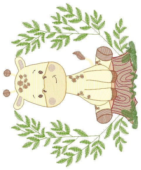 Giraffe embroidery design - Animal embroidery designs machine embroidery pattern - Baby girl embroidery file - Giraffe with tree download