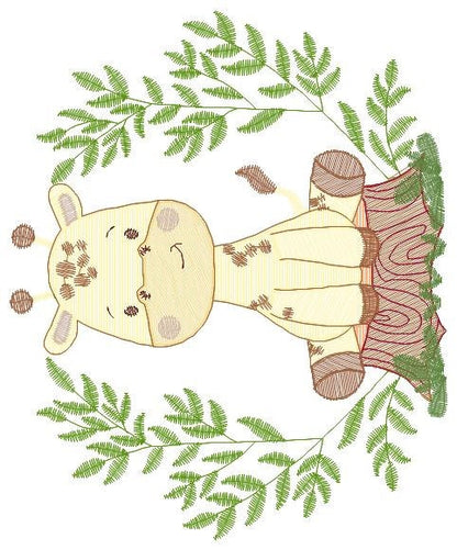 Giraffe embroidery design - Animal embroidery designs machine embroidery pattern - Baby girl embroidery file - Giraffe with tree download