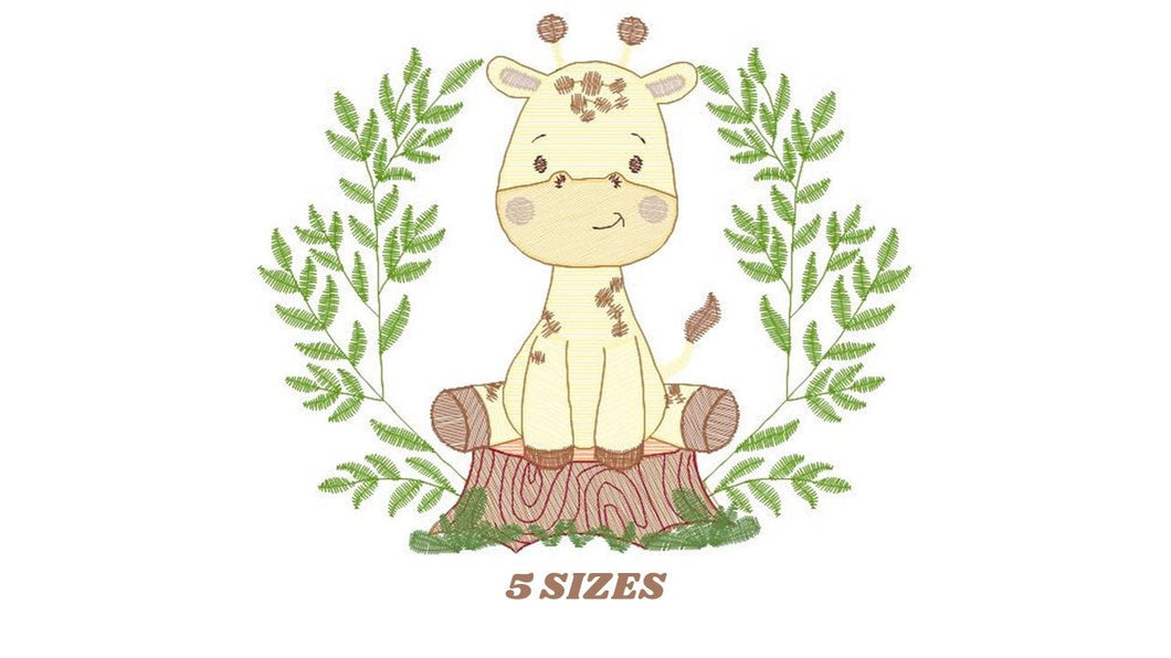 Giraffe embroidery design - Animal embroidery designs machine embroidery pattern - Baby girl embroidery file - Giraffe with tree download