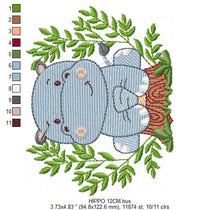 Charger l&#39;image dans la galerie, Hippo embroidery designs - Safari embroidery design machine embroidery pattern - Animal embroidery file - baby girl embroidery pes download
