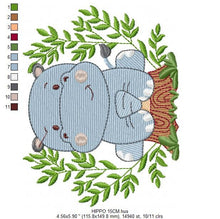 Cargar imagen en el visor de la galería, Hippo embroidery designs - Safari embroidery design machine embroidery pattern - Animal embroidery file - baby girl embroidery pes download
