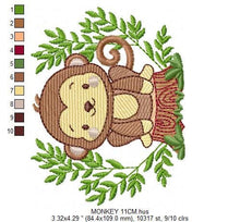 Laden Sie das Bild in den Galerie-Viewer, Monkey embroidery designs - Safari embroidery design machine embroidery pattern - Animal embroidery file - Baby boy embroidery download pes
