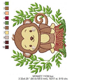 Monkey embroidery designs - Safari embroidery design machine embroidery pattern - Animal embroidery file - Baby boy embroidery download pes