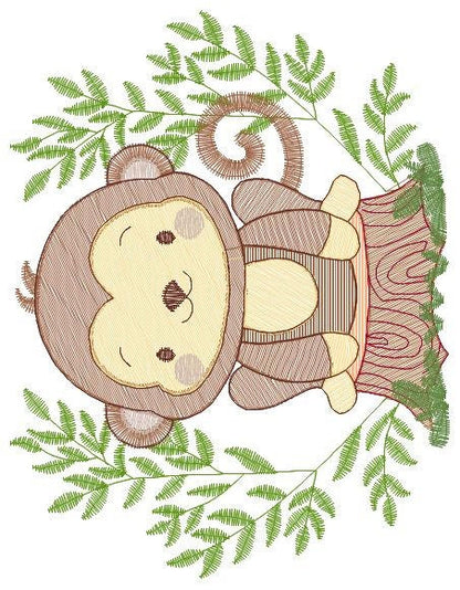Monkey embroidery designs - Safari embroidery design machine embroidery pattern - Animal embroidery file - Baby boy embroidery download pes