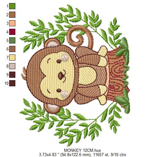 Monkey embroidery designs - Safari embroidery design machine embroidery pattern - Animal embroidery file - Baby boy embroidery download pes