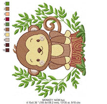 Laden Sie das Bild in den Galerie-Viewer, Monkey embroidery designs - Safari embroidery design machine embroidery pattern - Animal embroidery file - Baby boy embroidery download pes
