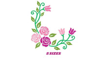 Cargar imagen en el visor de la galería, Rose embroidery designs - Flower embroidery design machine embroidery pattern - Roses corner embroidery file - instant download jef floral
