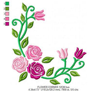 Load image into Gallery viewer, Rose embroidery designs - Flower embroidery design machine embroidery pattern - Roses corner embroidery file - instant download jef floral
