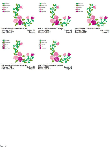 Rose embroidery designs - Flower embroidery design machine embroidery pattern - Roses corner embroidery file - instant download jef floral