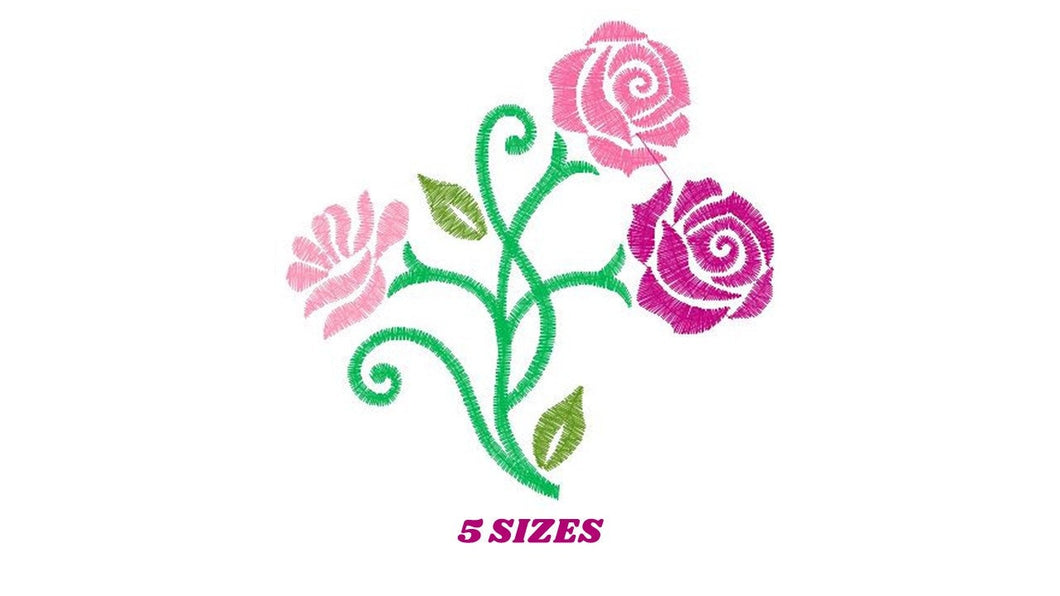 Roses embroidery designs - Flower embroidery design machine embroidery pattern - Floral embroidery file - instant embroidery download dst