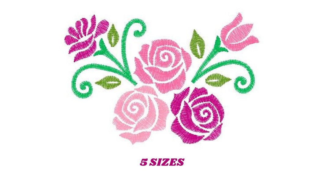 Roses embroidery designs - Flower embroidery design machine embroidery pattern - Floral embroidery file - instant embroidery download dst