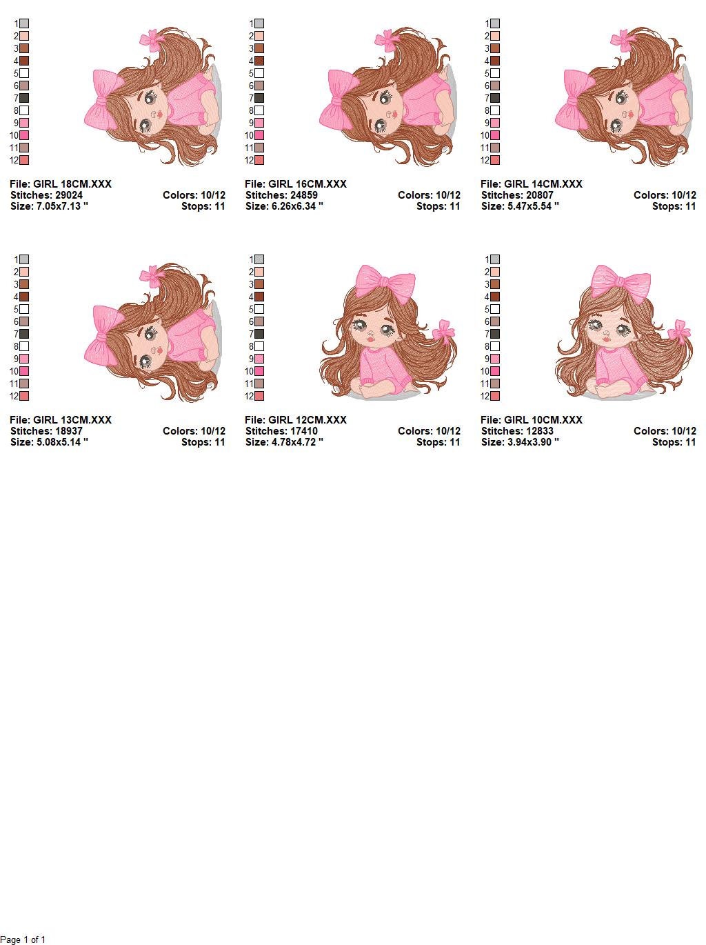 Girl embroidery designs - Baby girl with lace embroidery design machine embroidery pattern - Toddler embroidery file - Girl with long hair