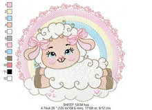 Cargar imagen en el visor de la galería, Sheep with rainbow embroidery design - Rainbow embroidery designs machine embroidery pattern - baby girl embroidery file newborn embroidery
