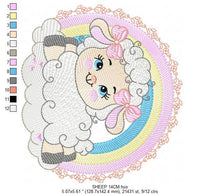 Cargar imagen en el visor de la galería, Sheep with rainbow embroidery design - Rainbow embroidery designs machine embroidery pattern - baby girl embroidery file newborn embroidery
