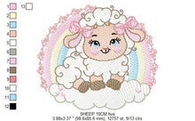 Charger l&#39;image dans la galerie, Sheep with rainbow embroidery design - Rainbow embroidery designs machine embroidery pattern - baby girl embroidery file newborn embroidery
