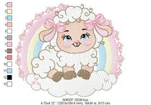 Laden Sie das Bild in den Galerie-Viewer, Sheep with rainbow embroidery design - Rainbow embroidery designs machine embroidery pattern - baby girl embroidery file newborn embroidery
