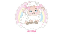 Load image into Gallery viewer, Sheep with rainbow embroidery design - Rainbow embroidery designs machine embroidery pattern - baby girl embroidery file newborn embroidery
