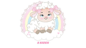 Sheep with rainbow embroidery design - Rainbow embroidery designs machine embroidery pattern - baby girl embroidery file newborn embroidery