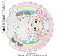 Cargar imagen en el visor de la galería, Sheep with rainbow embroidery design - Rainbow embroidery designs machine embroidery pattern - baby girl embroidery file newborn embroidery
