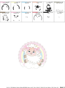 Sheep with rainbow embroidery design - Rainbow embroidery designs machine embroidery pattern - baby girl embroidery file newborn embroidery