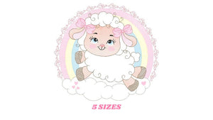 Sheep with rainbow embroidery design - Rainbow embroidery designs machine embroidery pattern - baby girl embroidery file newborn embroidery