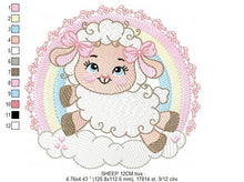 Cargar imagen en el visor de la galería, Sheep with rainbow embroidery design - Rainbow embroidery designs machine embroidery pattern - baby girl embroidery file newborn embroidery
