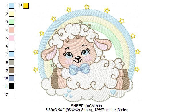 Sheep with rainbow embroidery design - Rainbow embroidery designs machine embroidery pattern - baby boy embroidery file newborn embroidery