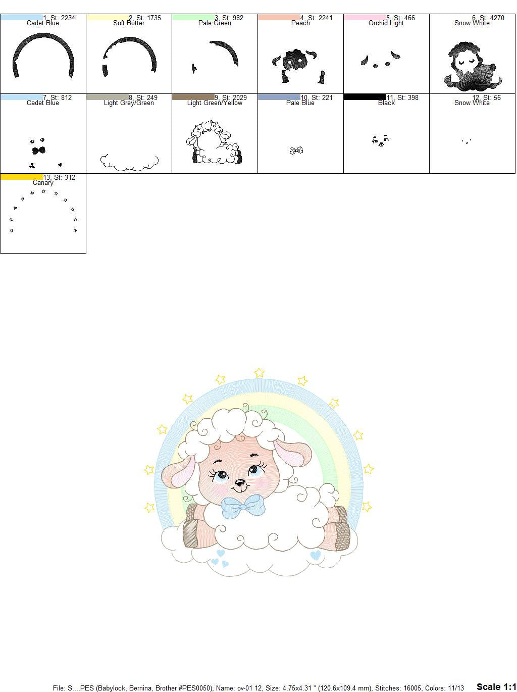 Sheep with rainbow embroidery design - Rainbow embroidery designs machine embroidery pattern - baby boy embroidery file newborn embroidery