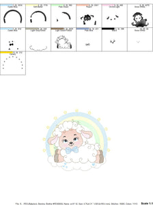 Sheep with rainbow embroidery design - Rainbow embroidery designs machine embroidery pattern - baby boy embroidery file newborn embroidery