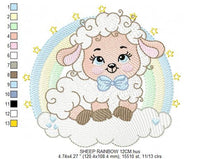 Cargar imagen en el visor de la galería, Sheep with rainbow embroidery design - Rainbow embroidery designs machine embroidery pattern - baby girl embroidery file newborn embroidery
