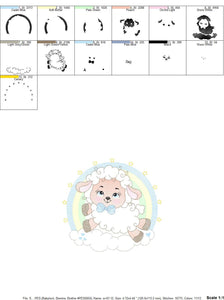 Sheep with rainbow embroidery design - Rainbow embroidery designs machine embroidery pattern - baby girl embroidery file newborn embroidery