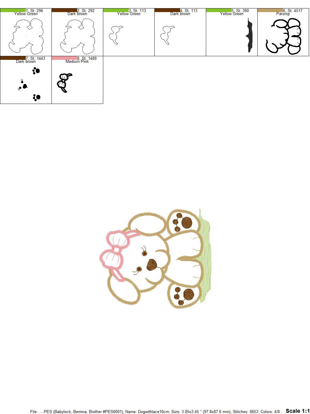 Dogs embroidery designs - Baby girl embroidery design machine embroidery pattern - Puppy embroidery file - Dog applique design digital file