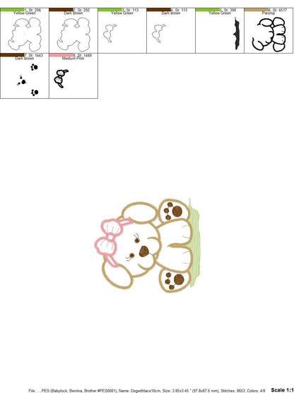 Dogs embroidery designs - Baby girl embroidery design machine embroidery pattern - Puppy embroidery file - Dog applique design digital file