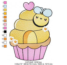 Laden Sie das Bild in den Galerie-Viewer, Bee embroidery design - Honey Bee Cupcake embroidery designs machine embroidery pattern - Baby girl embroidery file - honey bee design pes
