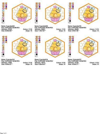 Bee embroidery design - Bee Cupcake embroidery designs machine embroidery pattern - Baby girl embroidery file - honey bee design pes jef hus