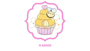 Bee embroidery design - Bee Cupcake embroidery designs machine embroidery pattern - Baby girl embroidery file - honey bee design frame pes