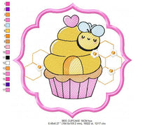 Cargar imagen en el visor de la galería, Bee embroidery design - Bee Cupcake embroidery designs machine embroidery pattern - Baby girl embroidery file - honey bee design frame pes
