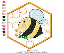 Load image into Gallery viewer, Bee embroidery design - Honey Bee embroidery designs machine embroidery pattern - Baby girl embroidery file - honey bee design pes jef hus
