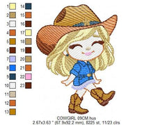 Charger l&#39;image dans la galerie, Cowgirl embroidery designs - Cowboy embroidery design machine embroidery pattern - Baby girl embroidery file - Farm cowboy hat wrangler
