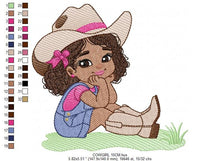 Cargar imagen en el visor de la galería, Cowgirl embroidery designs - Cowboy embroidery design machine embroidery pattern - Baby girl embroidery file - Farm cowboy hat wrangler
