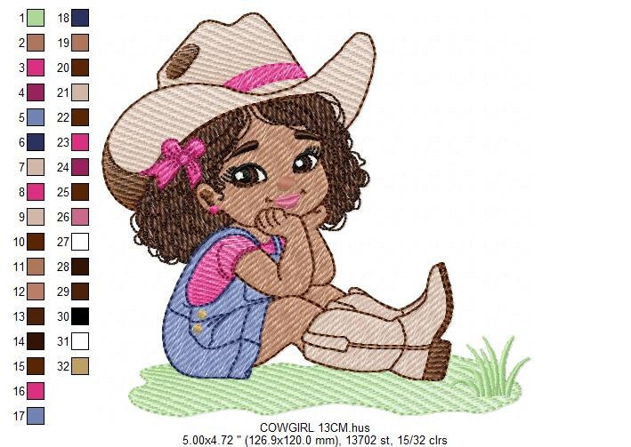 Cowgirl embroidery designs - Cowboy embroidery design machine embroidery pattern - Baby girl embroidery file - Farm cowboy hat wrangler