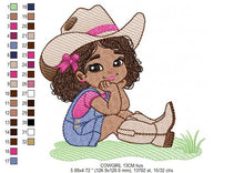 Carica l&#39;immagine nel visualizzatore di Gallery, Cowgirl embroidery designs - Cowboy embroidery design machine embroidery pattern - Baby girl embroidery file - Farm cowboy hat wrangler
