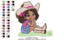 Laden Sie das Bild in den Galerie-Viewer, Cowgirl embroidery designs - Cowboy embroidery design machine embroidery pattern - Baby girl embroidery file - Farm cowboy hat wrangler
