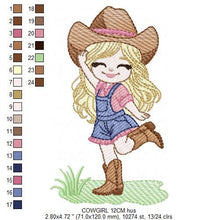 Charger l&#39;image dans la galerie, Cowgirl embroidery designs - Cowboy embroidery design machine embroidery pattern - Baby girl embroidery file - Farm cowboy hat wrangler
