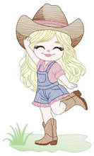 Charger l&#39;image dans la galerie, Cowgirl embroidery designs - Cowboy embroidery design machine embroidery pattern - Baby girl embroidery file - Farm cowboy hat wrangler
