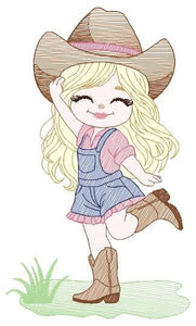 Cowgirl embroidery designs - Cowboy embroidery design machine embroidery pattern - Baby girl embroidery file - Farm cowboy hat wrangler