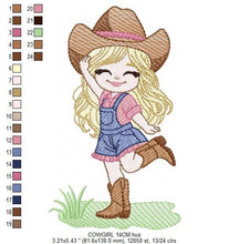 Laden Sie das Bild in den Galerie-Viewer, Cowgirl embroidery designs - Cowboy embroidery design machine embroidery pattern - Baby girl embroidery file - Farm cowboy hat wrangler
