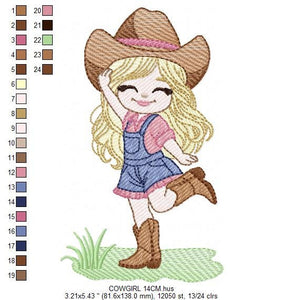 Cowgirl embroidery designs - Cowboy embroidery design machine embroidery pattern - Baby girl embroidery file - Farm cowboy hat wrangler