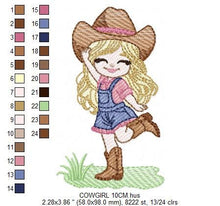 Cargar imagen en el visor de la galería, Cowgirl embroidery designs - Cowboy embroidery design machine embroidery pattern - Baby girl embroidery file - Farm cowboy hat wrangler
