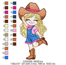 Load image into Gallery viewer, Cowgirl embroidery designs - Cowboy embroidery design machine embroidery pattern - Baby girl embroidery file - Farm cowboy hat wrangler
